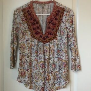 EUC Lucky Brand blouse with embroidery, Small